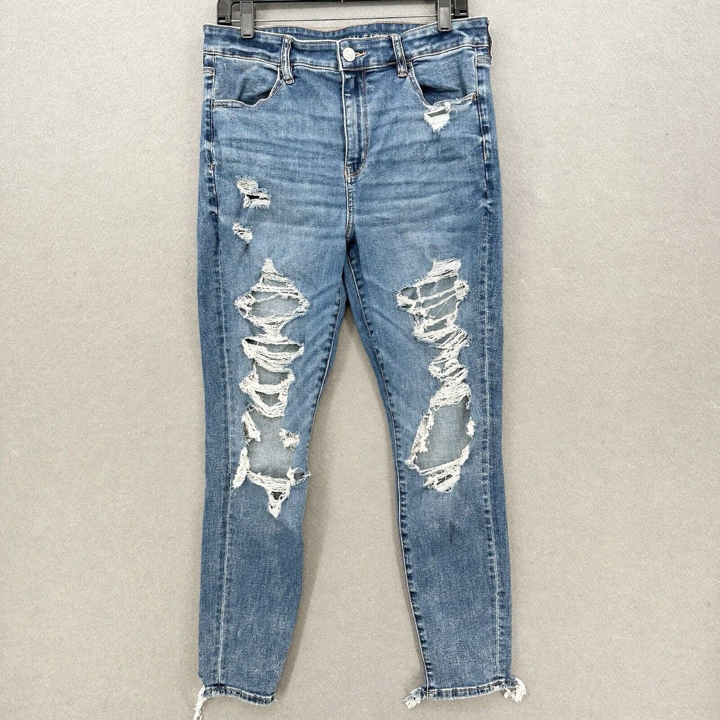 American Eagle Jeans Women 14 Hi Rise Jegging Next Level Denim Distressed Grunge