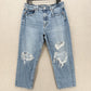 American Eagle Jeans Womens 12 Short 90s Boyfriend High Rise Blue Denim Distress