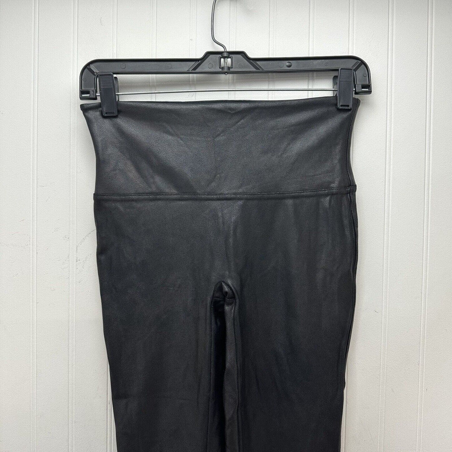 Spanx Leggings Womens Medium Tall Faux Leather Black Pull On Pants Slimming EUC