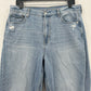 American Eagle Jeans Womens 14 Long Mom High Rise Blue Denim Distressed *Spot