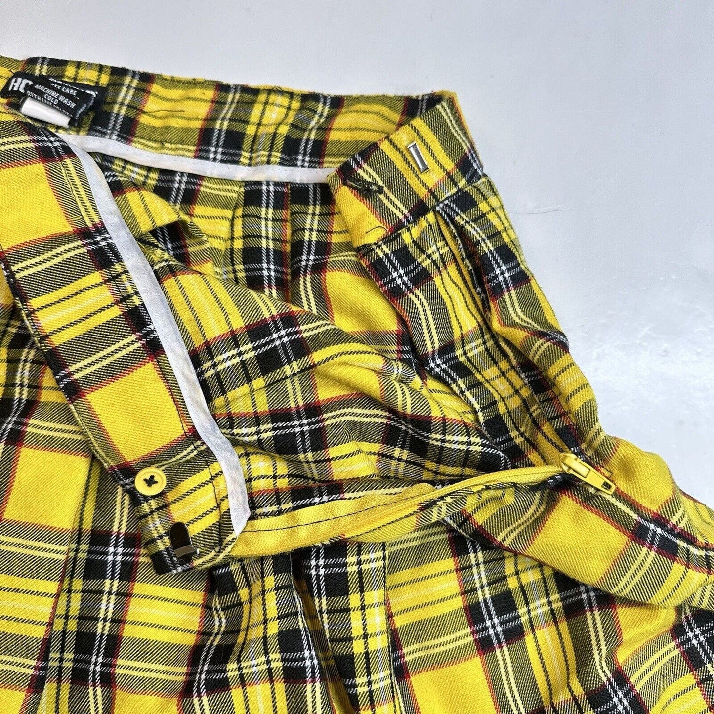 Hot Topic Skirt Womens 1 (XL) Yellow Plaid Pleated Short Clueless Punk Academia