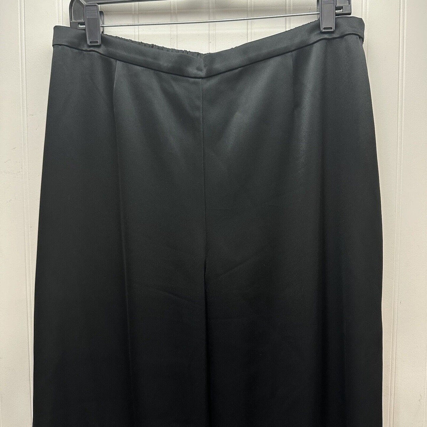 St John Pants Women 12 Caviar Kate Satin Wide Leg Black High Rise Side Zip Dress