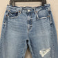 American Eagle Jeans Womens 12 Short 90s Boyfriend High Rise Blue Denim Distress