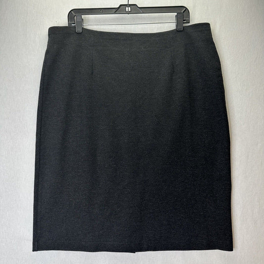 Eileen Fisher Skirt Womens XL Black Marl Pull On Slit Minimalist Capsule Career
