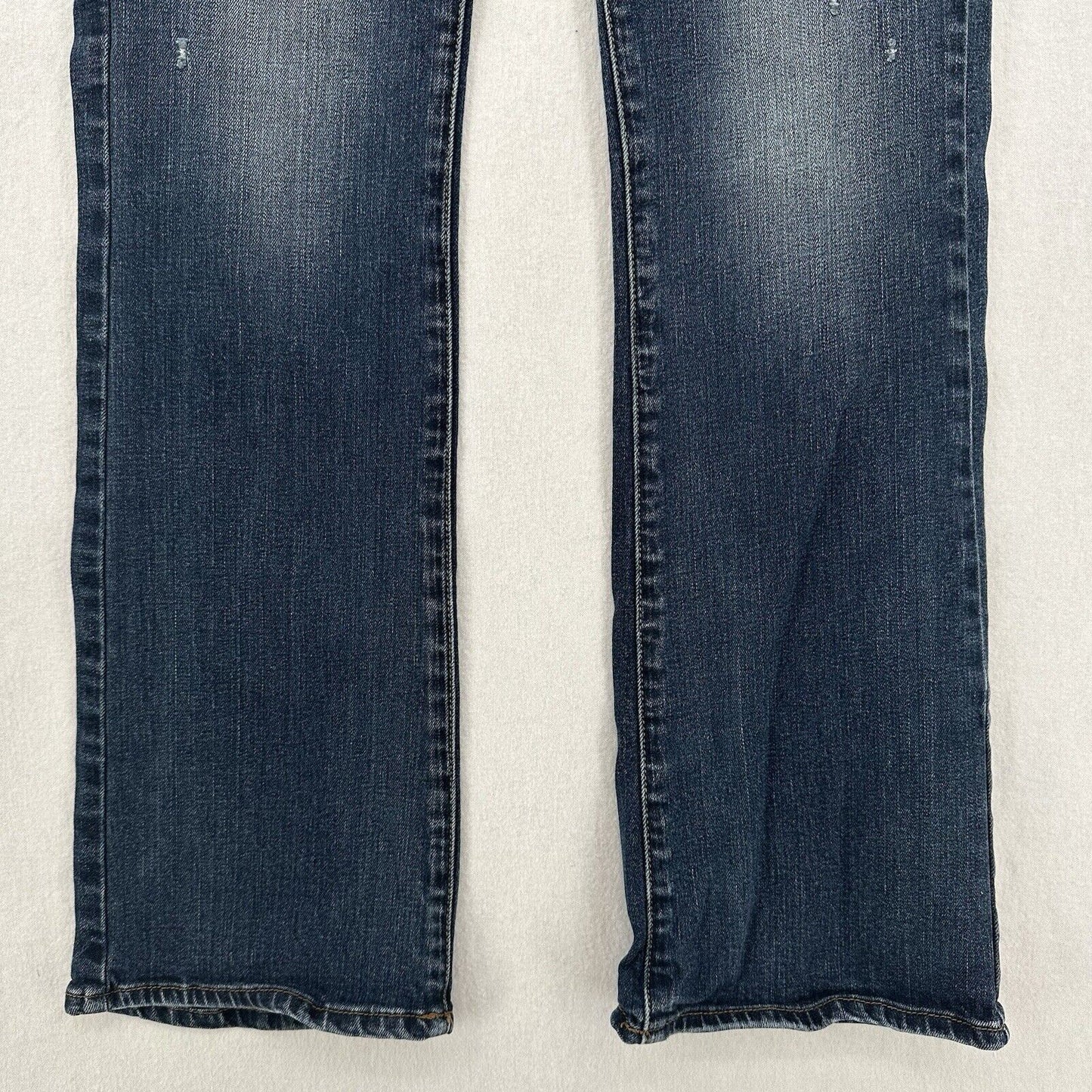 American Eagle Jeans Womens 10 Long Kick Boot Blue Denim Distress Cowboy Western