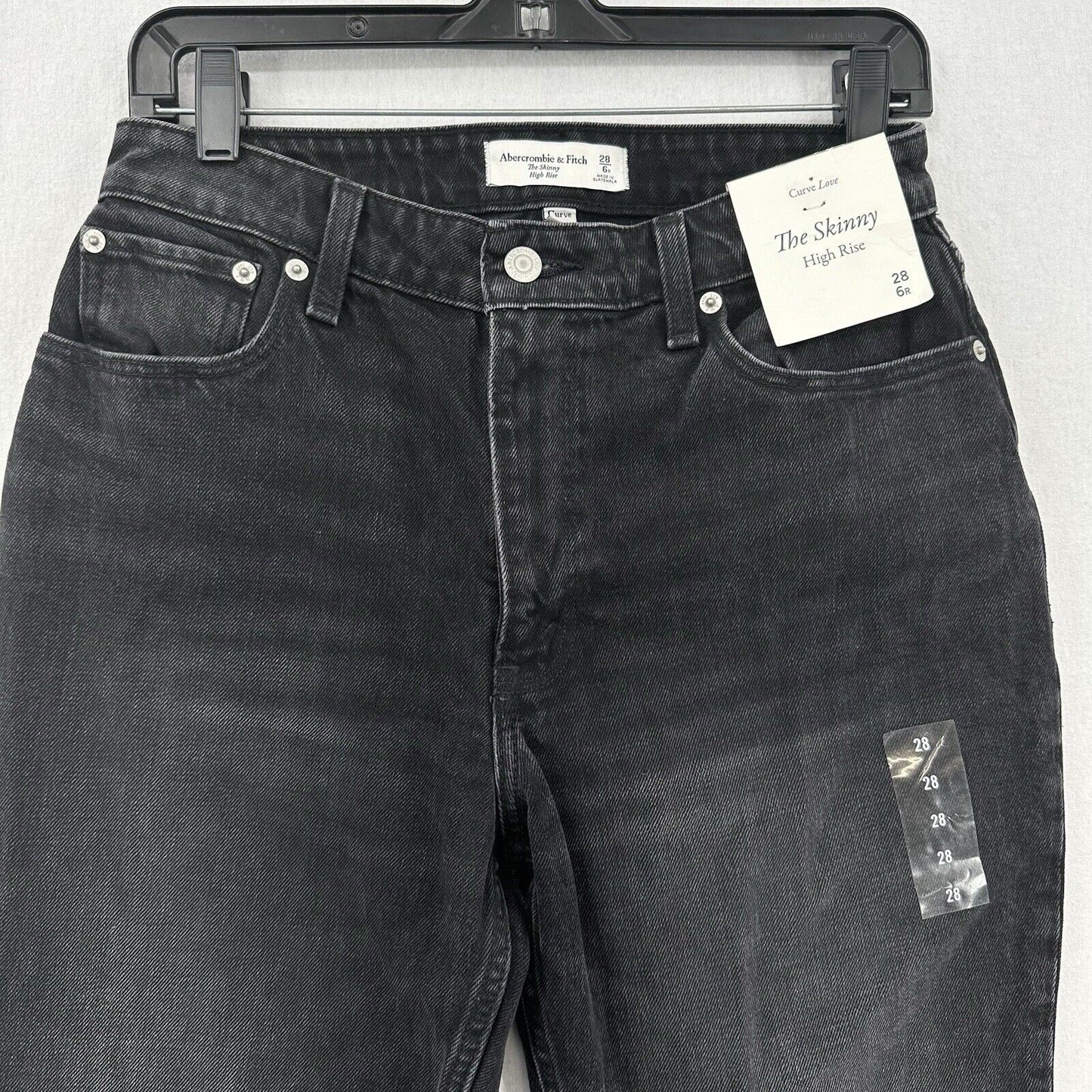 Abercrombie Fitch Jeans 28 6 Skinny High Rise Curve Love Black Denim Fray NEW