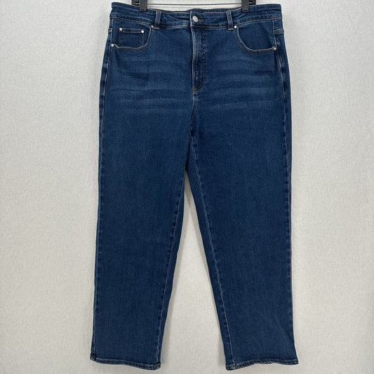 Universal Standard Jeans Womens 18 Long Etta High Rise Straight Leg Blue Denim