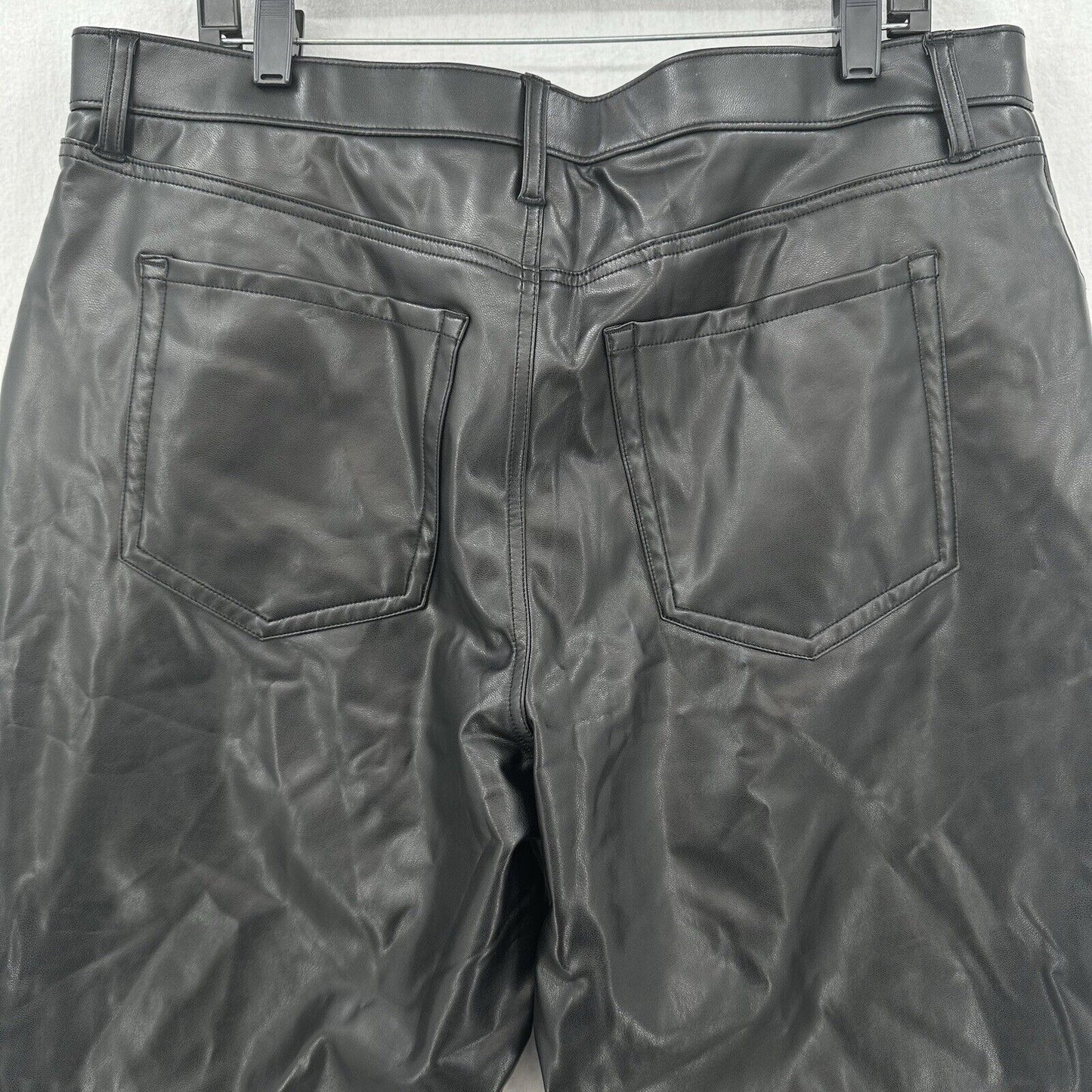 Abercrombie Fitch Pant 34 18 Faux Leather Ankle Straight Ultra Hi Rise Curve EUC