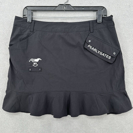 Pearly Gates Golf Skort Womens US 12 Pickleball Black Ripstop Skirt/Shorts EUC