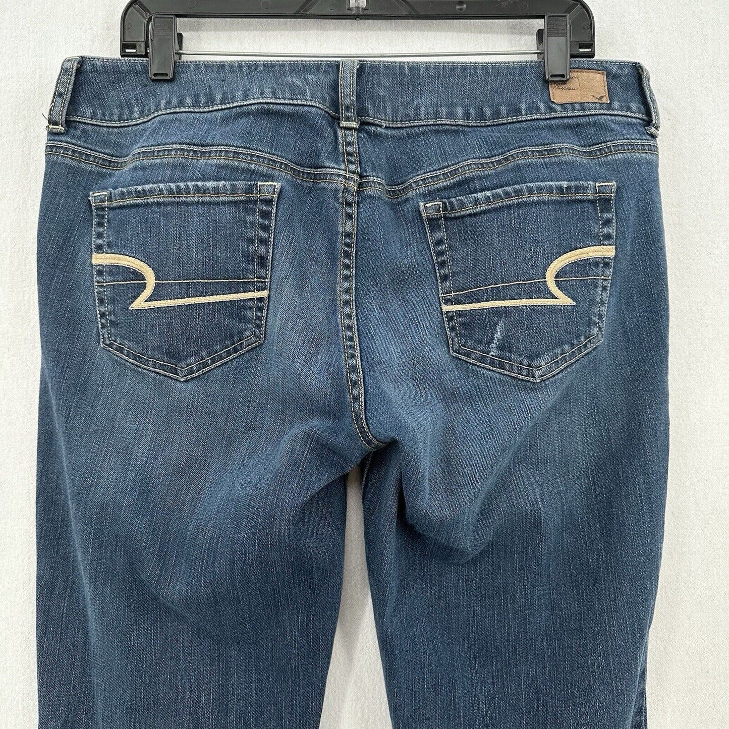 American Eagle Jeans Womens 14 Artist Flare Blue Denim Distress Cowboy Western