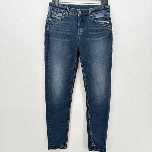 Silver Jeans Womens 30 Avery Skinny Crop Curvy Stretch Blue Denim Dark Wash