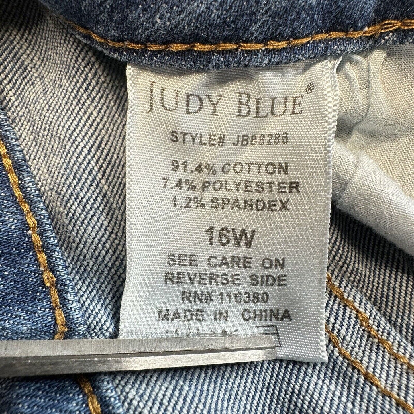 Judy Blue Jeans Womens 16W Skinny High Waist Stretch Denim Rainbow Embroidery