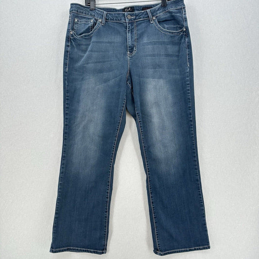 Earl Jeans Womens 22W Slim Bootcut Blue Denim Rhinestone Bling Embroidery Cowboy