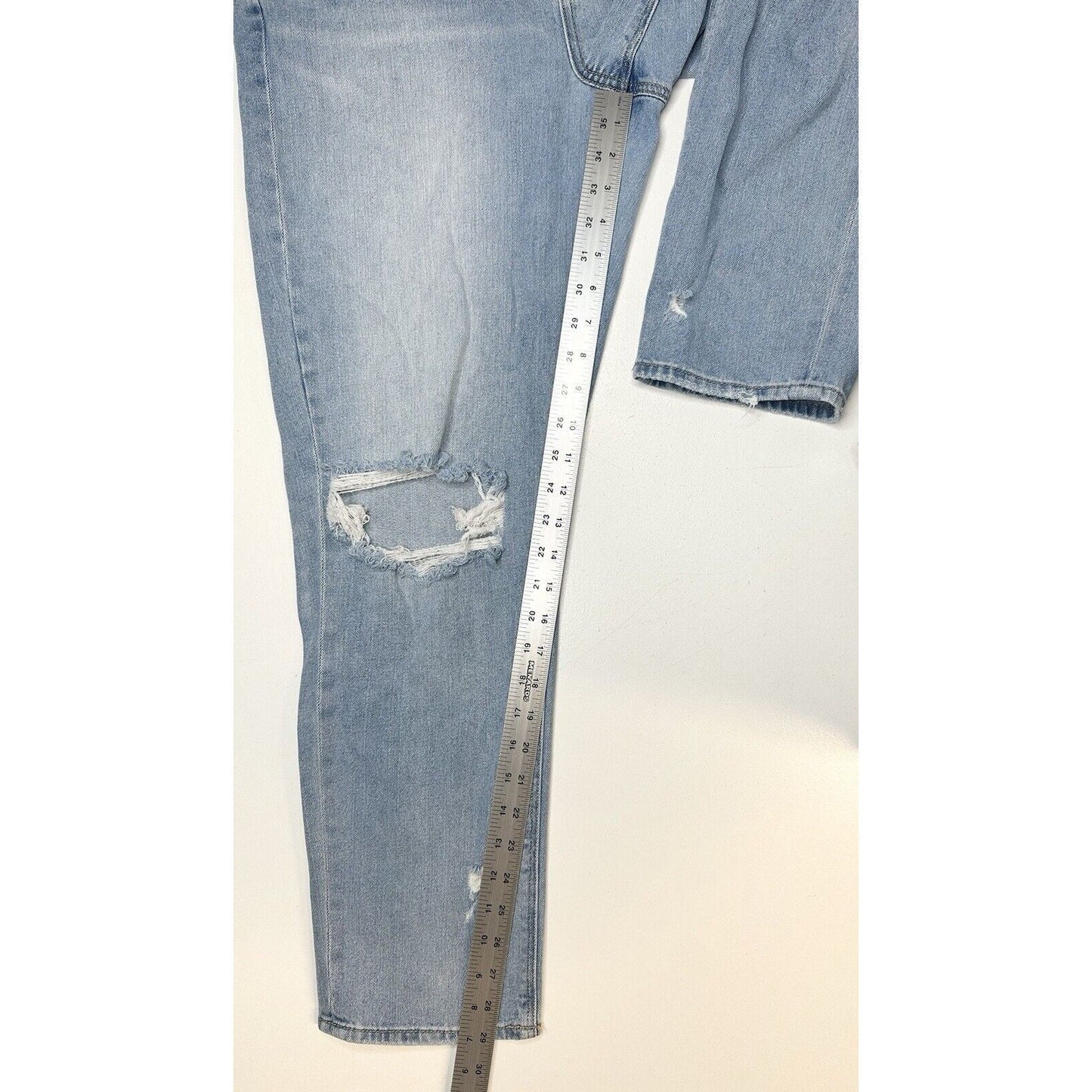 American Eagle Jeans Womens 14 Long Mom High Rise Blue Denim Distressed *Spot