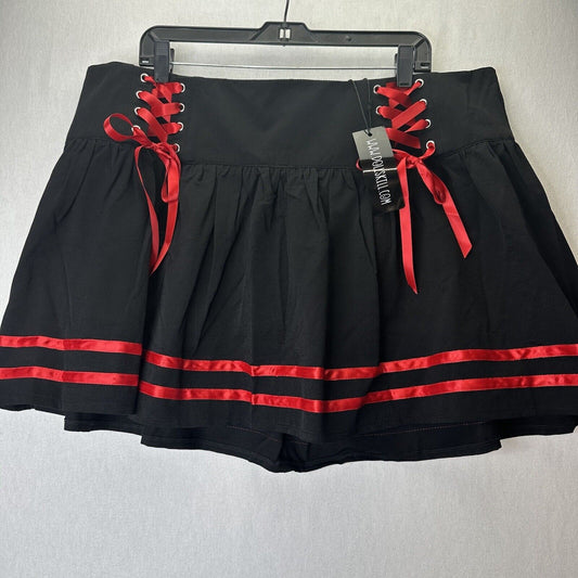 Dolls Kill Current Mood Skirt Womens 3X Black Red Lace Tie Mini Goth Punk NEW