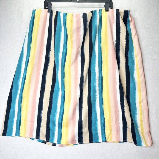 Lane Bryant Skirt Womens 22 24 Multicolor Stripes Lightweight Coastal NEW