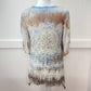 Reina Open Knit Top Sz 2 Tie Dye Short Sleeve Shirt Rhinestones Jewels EUC