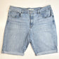 Levis Bermuda Shorts Womens 33 (16/17) Stretch Denim Blue Jean Long Cuffed