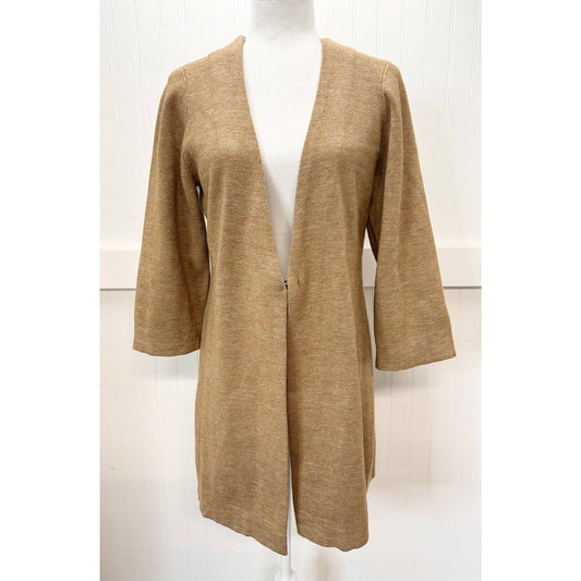 Soft Surroundings Cardigan Large Neutral Brown Long Sweater Wool Blend w/Clasp