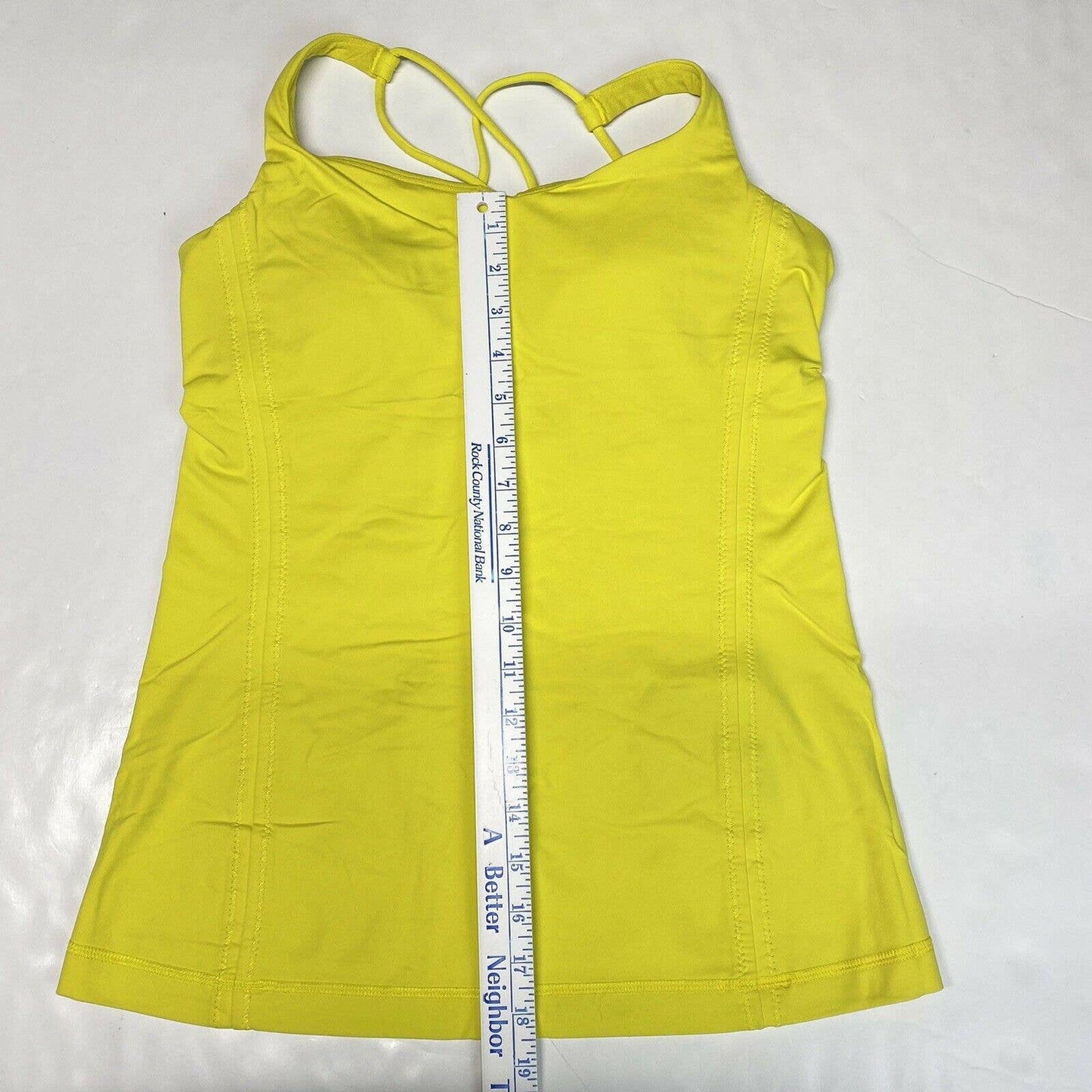 Lululemon Yellow Cross Back Tank Top Padded Bra Athletic Workout *No Size Tag*