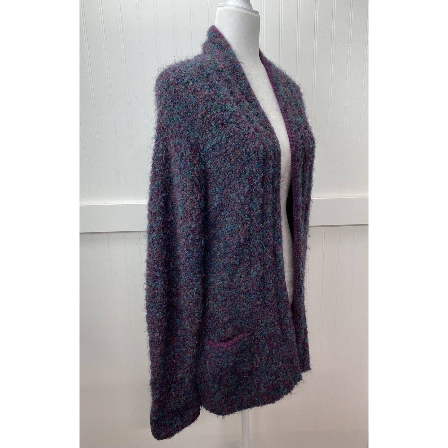 Tey-Art Alpaca Wool Blend Cardigan Sz Medium Hand-Made Sweater Peru Fuzzy Soft