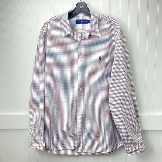 Ralph Lauren Plaid Button Up Shirt Sz XLarge Mens Casual Red White Long Sleeve