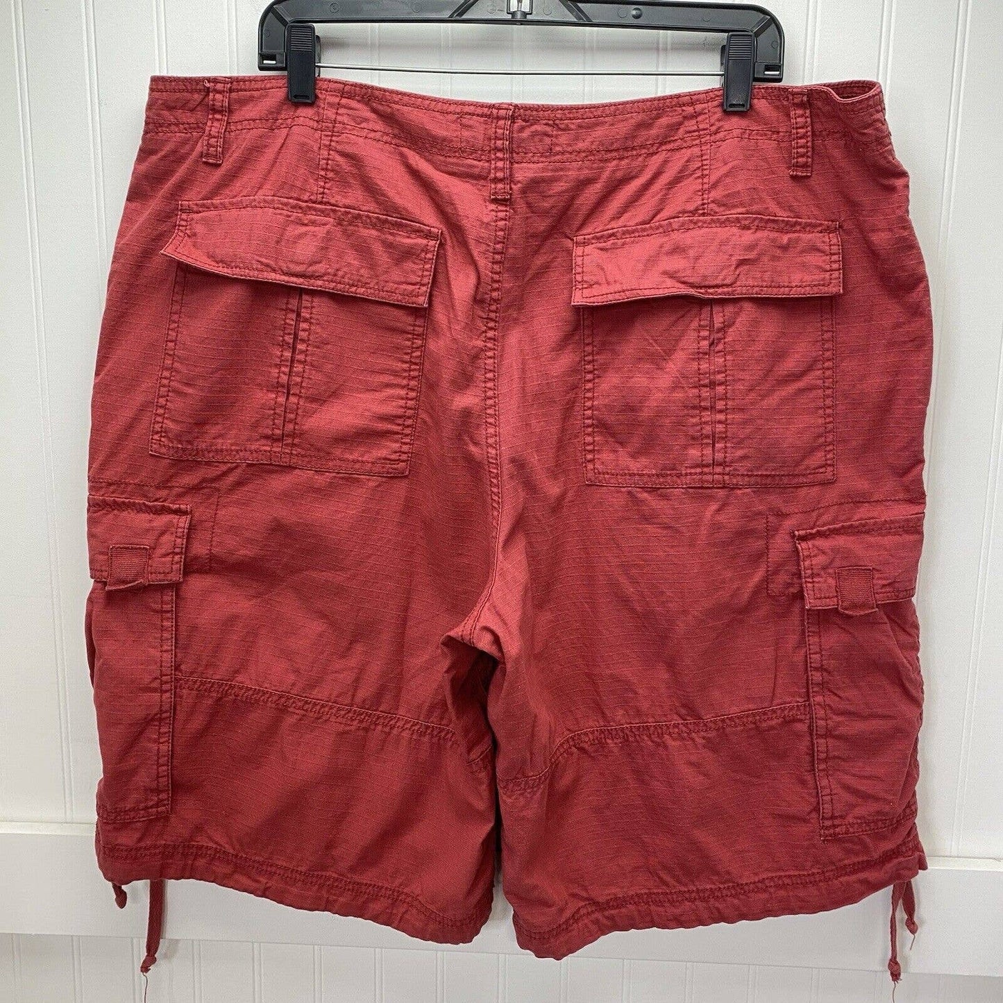 Vintage Ocean Pacific OP Cargo Shorts Mens 40 Red Ripstop Cotton Long Baggy