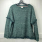 Knox Rose Sweater Sz Small Forest Green Boho Frayed Fringe Long Sleeve Pullover