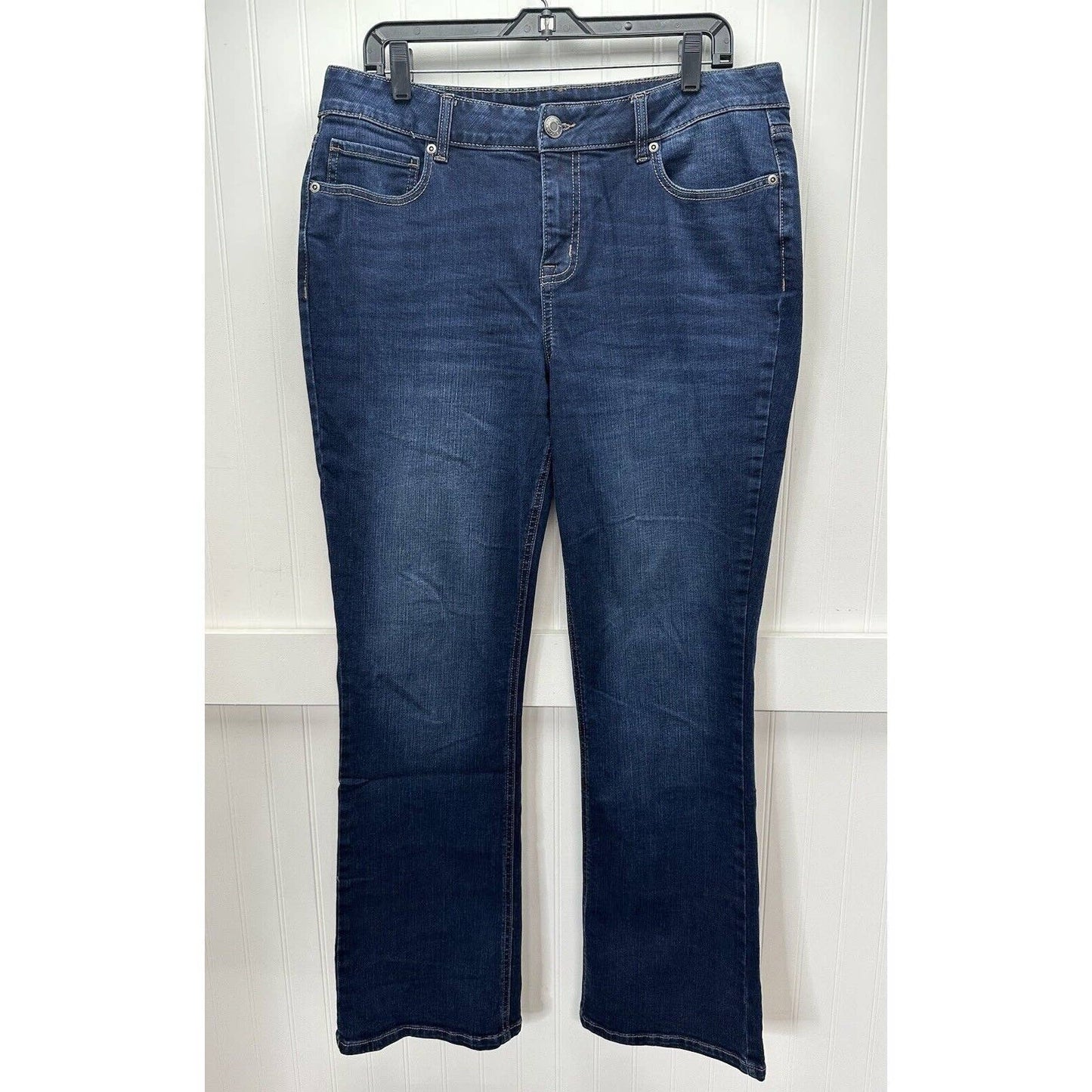 Maurices Midrise Bootcut Jeans Womens 14 Regular Stretch Blue Denim Dark Wash