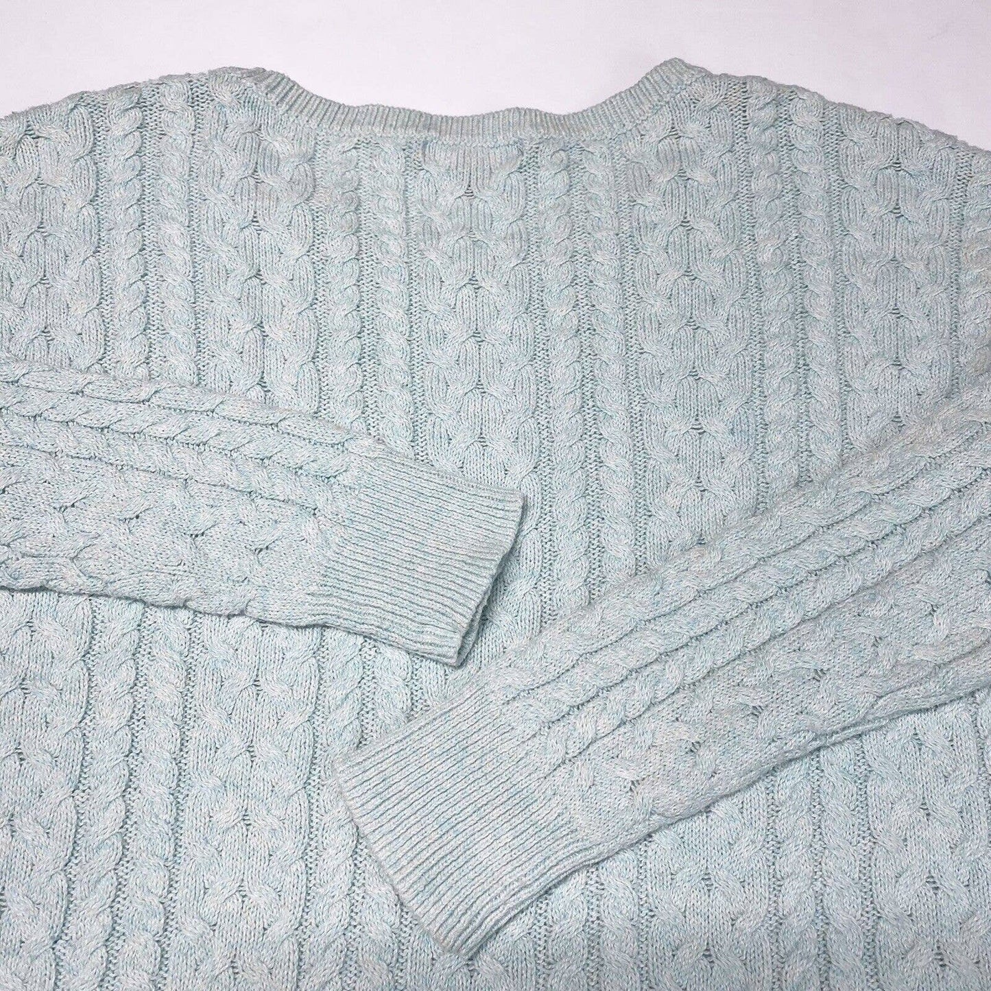 American Eagle Cable Knit Sweater Sz Large Womens Mint Green Zippers Long Sleeve