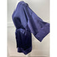 Victorias Secret Womens Vintage Gold Label Navy Blue Short Satin Robe Size OS