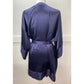 Victorias Secret Womens Vintage Gold Label Navy Blue Short Satin Robe Size OS