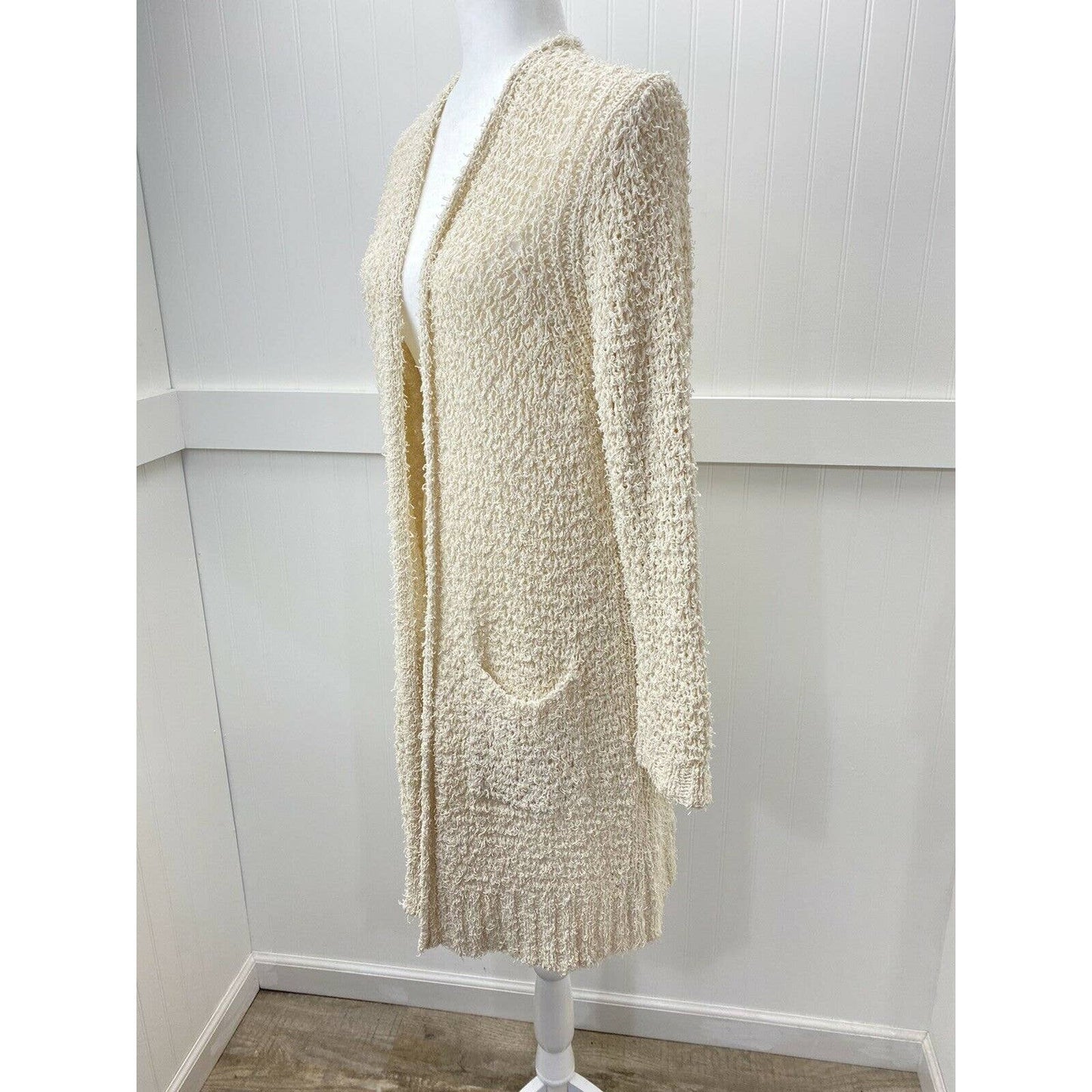Massimo Dutti Open Knit Cardigan Sz Small Womens Beige Long Sleeve Sweater Italy