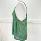 Zyia Active Nimbus Split Back Tank Top XL Green Open Back Sheer Stripe EUC