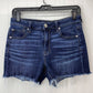 American Eagle Hi Rise Shortie Sz 8 Super Stretch Denim Jean Dark Raw Hem Fray