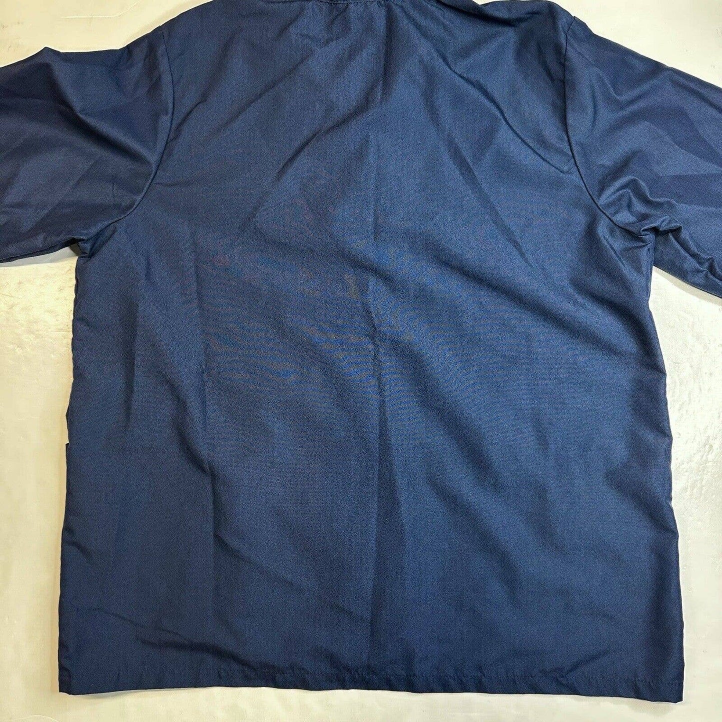 Red Kap Button Up Shirt Mens Large Blue 3/4 Short Sleeve Work Uniform Top EUC