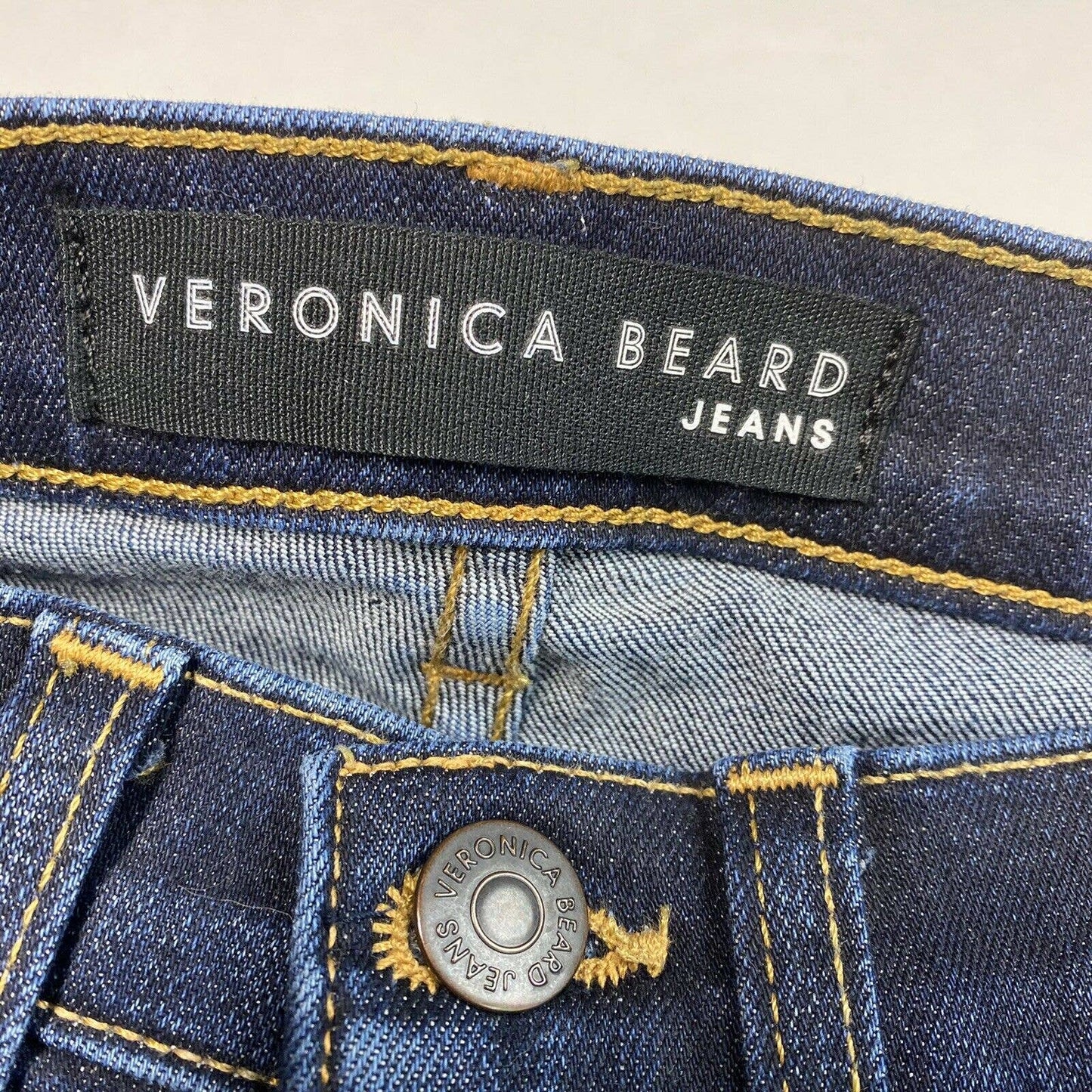 Veronica Beard Brooke Skinny Sz 26 Midrise Stretch Denim Jeans Dark Raw Hems EUC