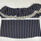 Flying Tomato Off The Shoulder Top Sz 3X Womens Navy Blue Striped Layers Ruffle