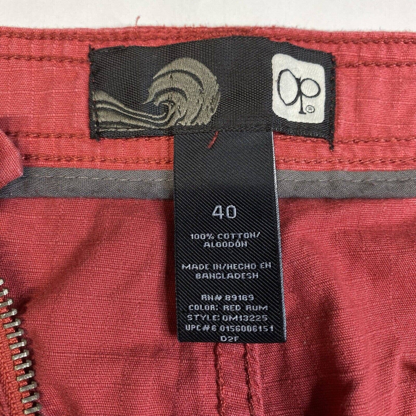 Vintage Ocean Pacific OP Cargo Shorts Mens 40 Red Ripstop Cotton Long Baggy