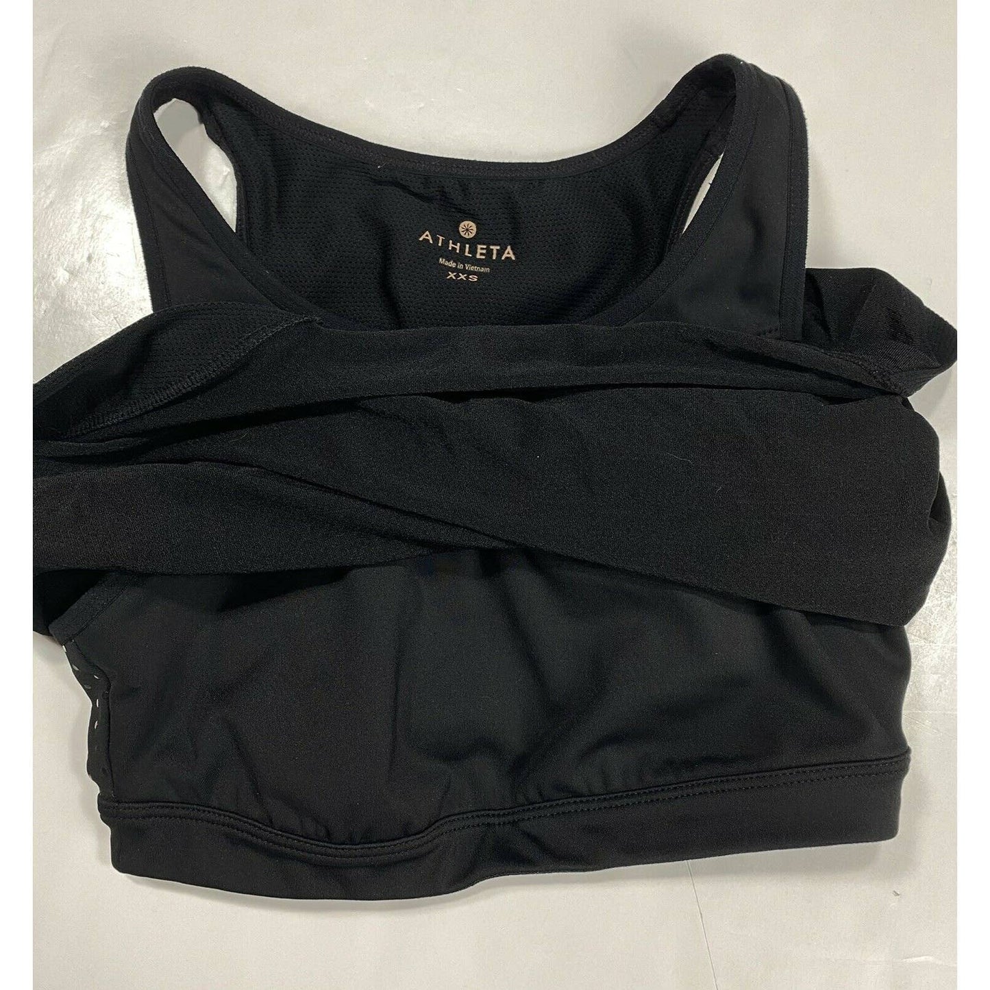 Athleta Tank Top Sz XXS Womens Athletic Black Open Side Built In Bra Stretch EUC