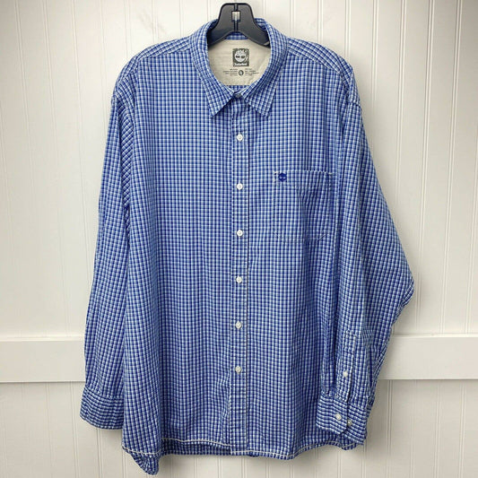 Timberland Plaid Button Up Shirt Sz XL Mens Casual Blue Long Sleeve Top XLarge