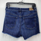 American Eagle Hi Rise Shortie Sz 8 Super Stretch Denim Jean Dark Raw Hem Fray