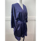 Victorias Secret Womens Vintage Gold Label Navy Blue Short Satin Robe Size OS