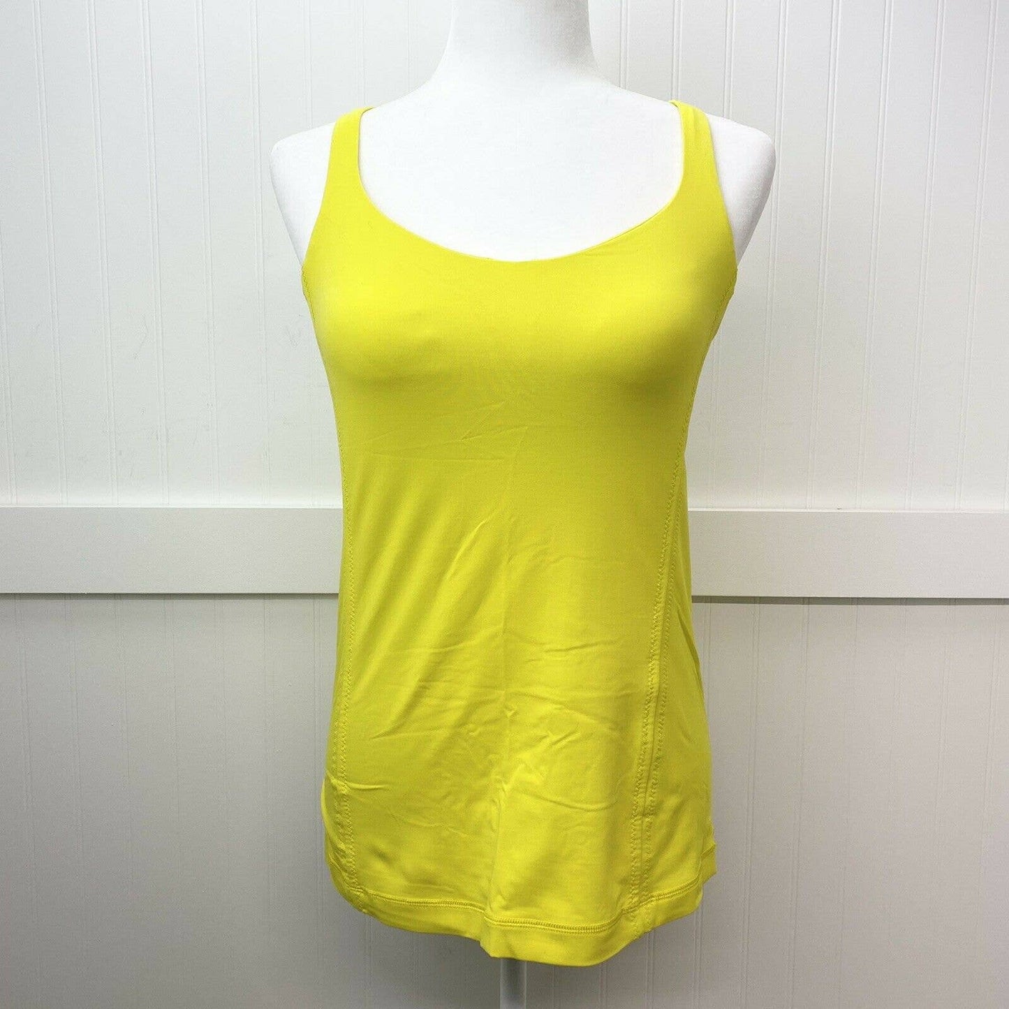 Lululemon Yellow Cross Back Tank Top Padded Bra Athletic Workout *No Size Tag*