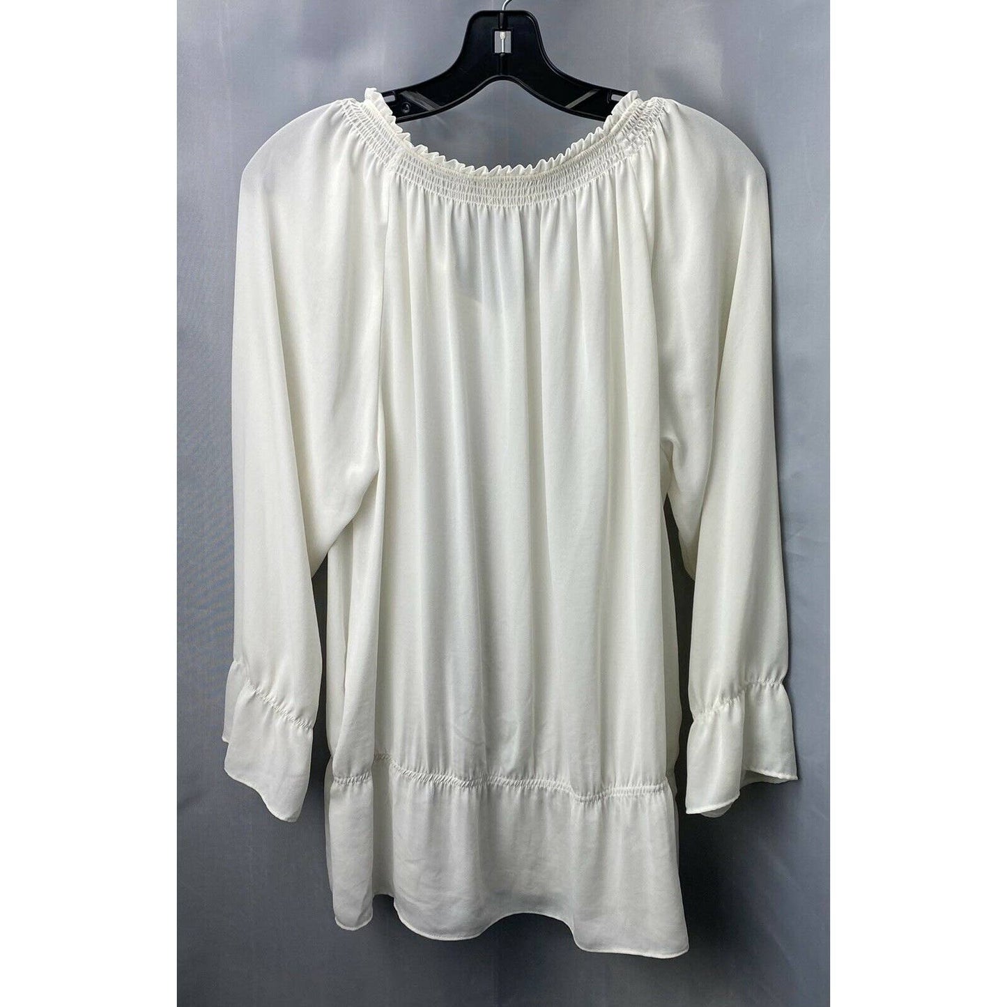 Chicos Peasant Blouse Sz 2 (US 12 Large) Womens Ivory Off White Flowy Boho Top