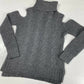 American Eagle Chunky Knit Sweater Sz Small Gray Cold Shoulder Long Sleeve Top