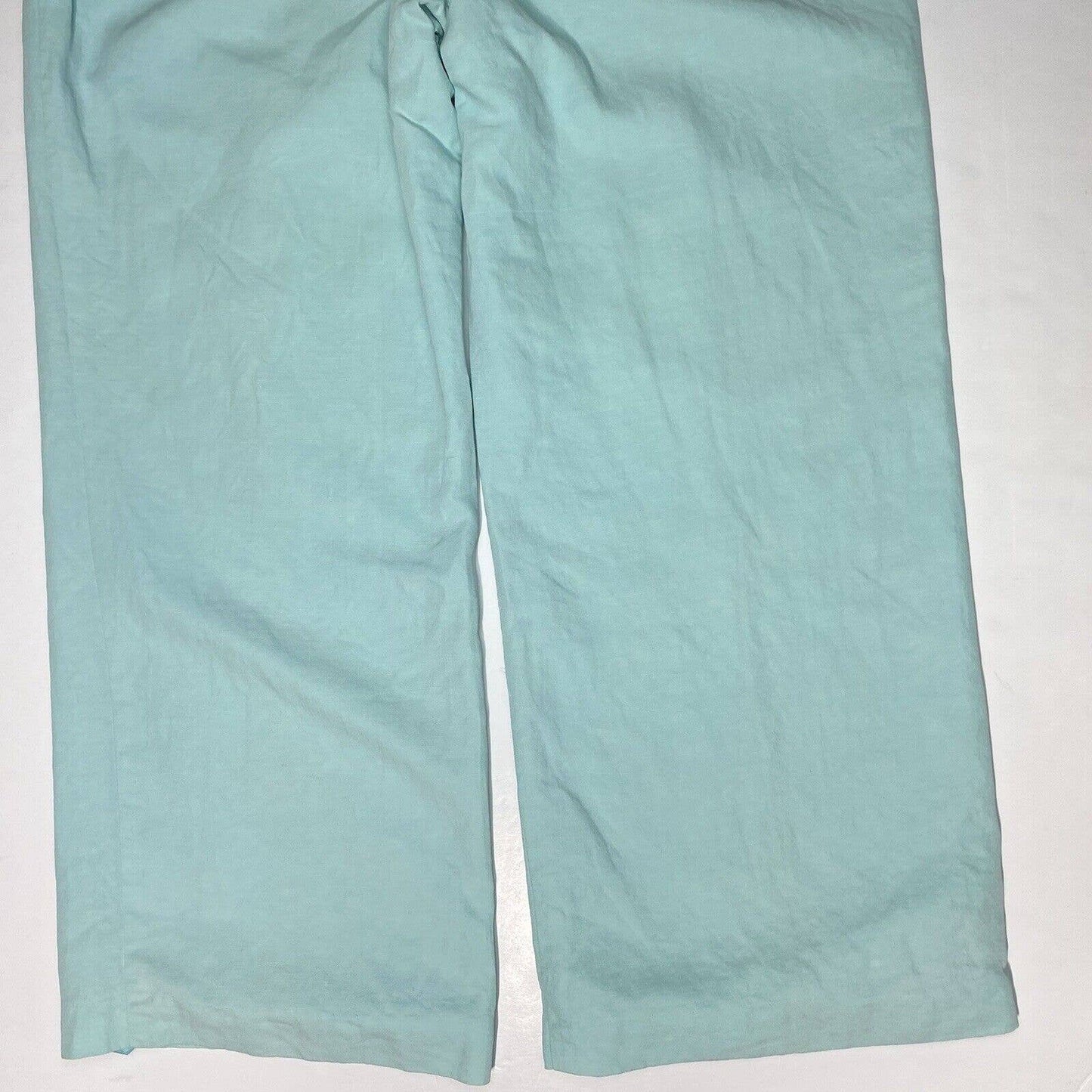 Liz Claiborne Silk/Linen Wide Leg Crop Pants Sz 12 Mint Green Lined Casual *Flaw