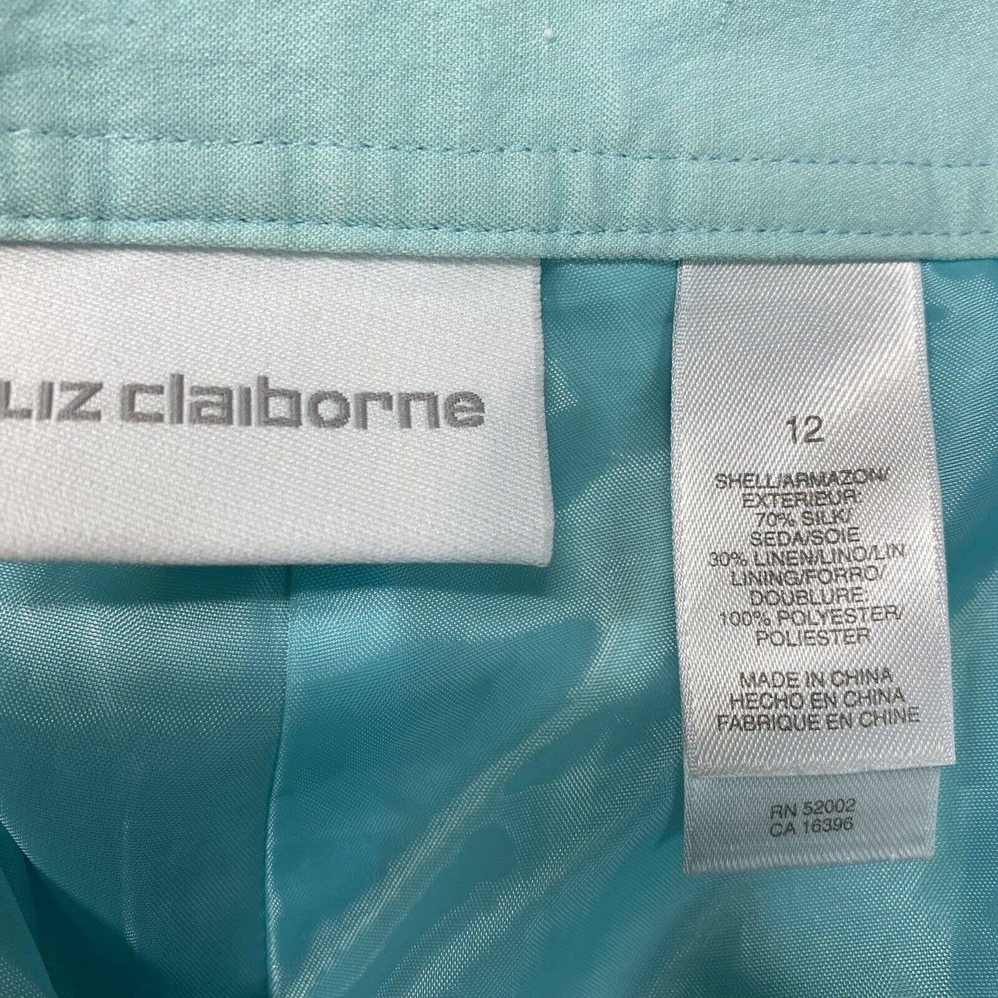 Liz Claiborne Silk/Linen Wide Leg Crop Pants Sz 12 Mint Green Lined Casual *Flaw