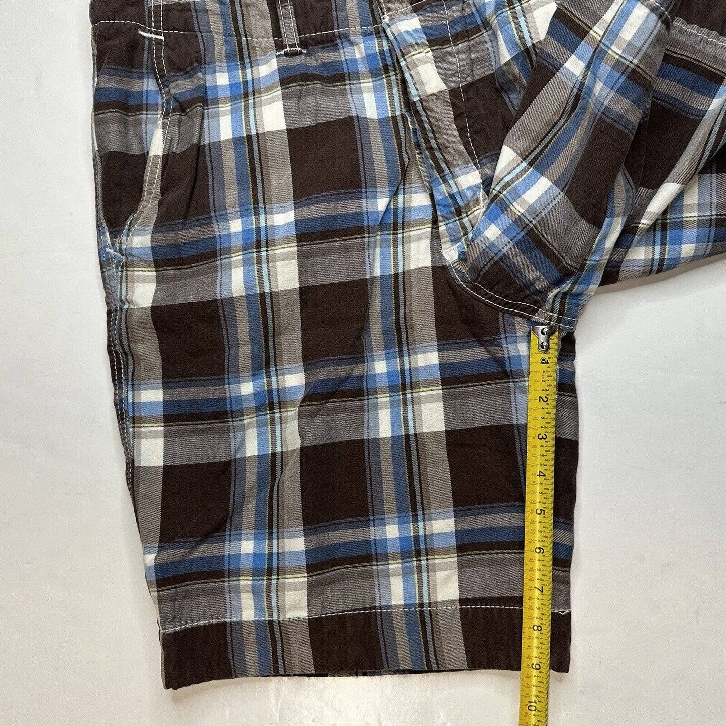 Abercrombie & Fitch Plaid Shorts Mens 32 Brown Preppy Button Fly Heavy Cotton