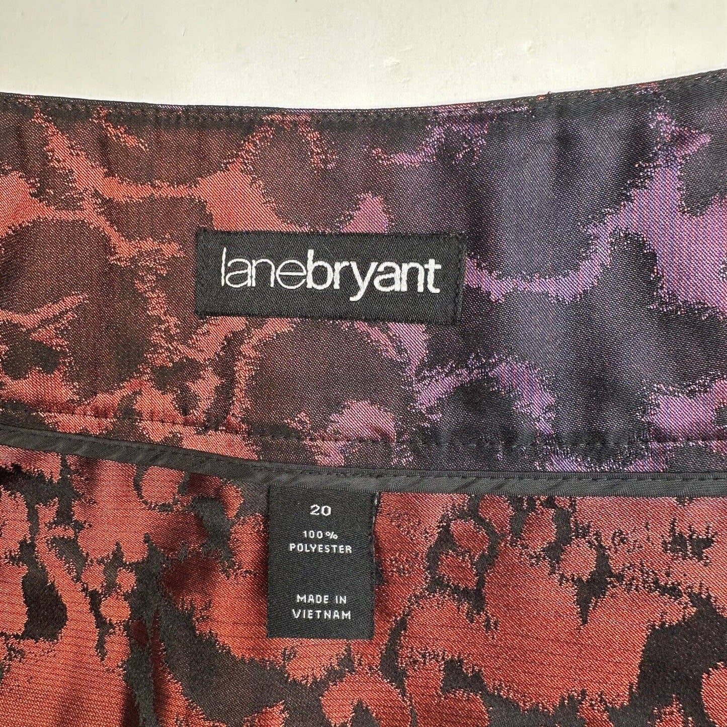 Lane Bryant Floral Skirt 20 Red/Purple/Black Gradient A-Line Pleats Zipper EUC